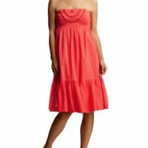 Gap Strapless Pom Pom Dress Coral Pink